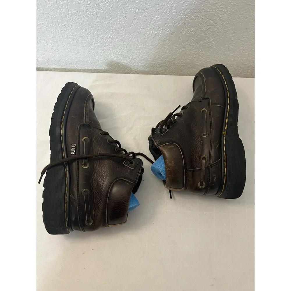 Vintage Doc Martens 9525 Brown‎ Work Boots England Ankle Leather Lace Up Mens 8